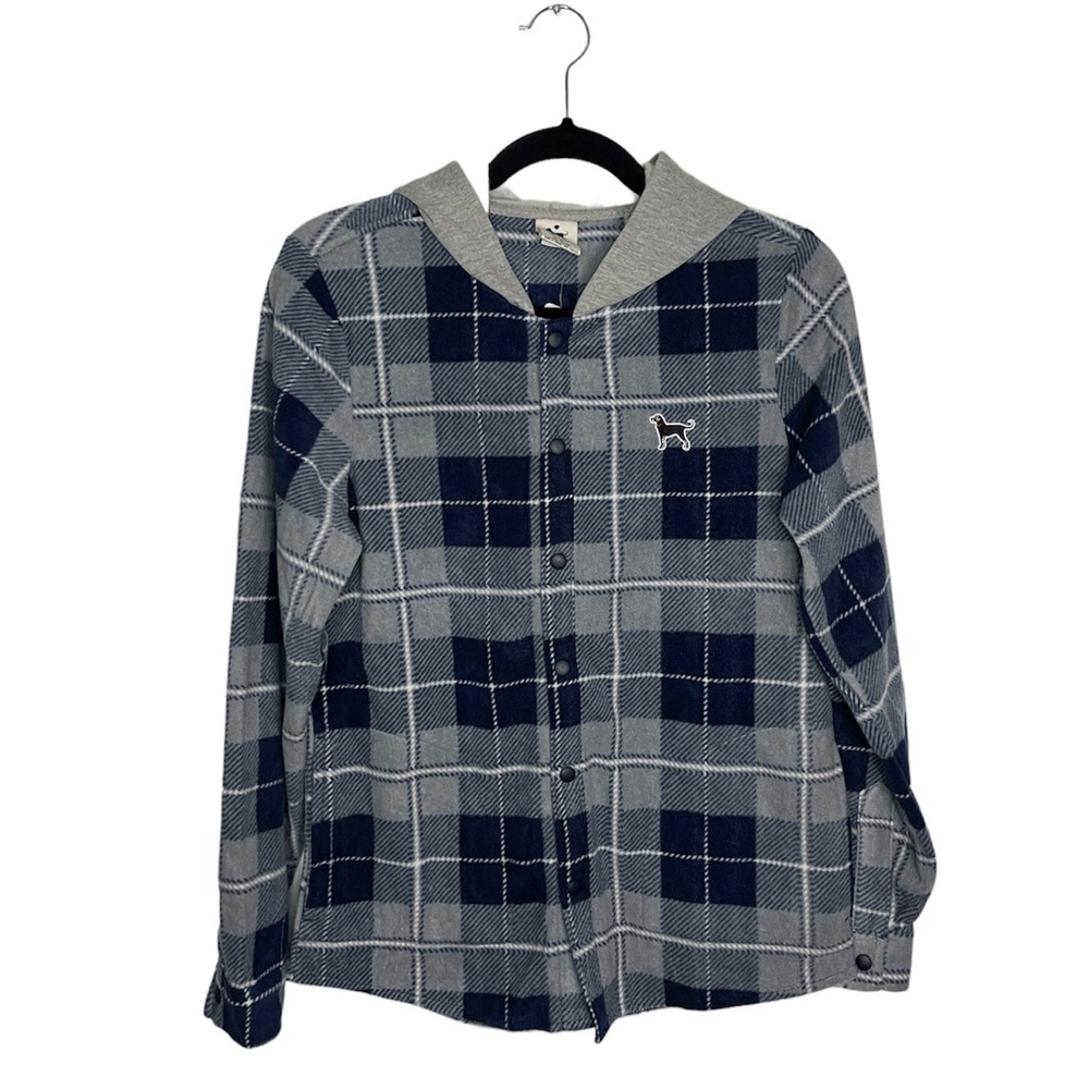 The Black Dog Kids Unisex Microfleece Plaid Flannel Hooded Shacket NWT
